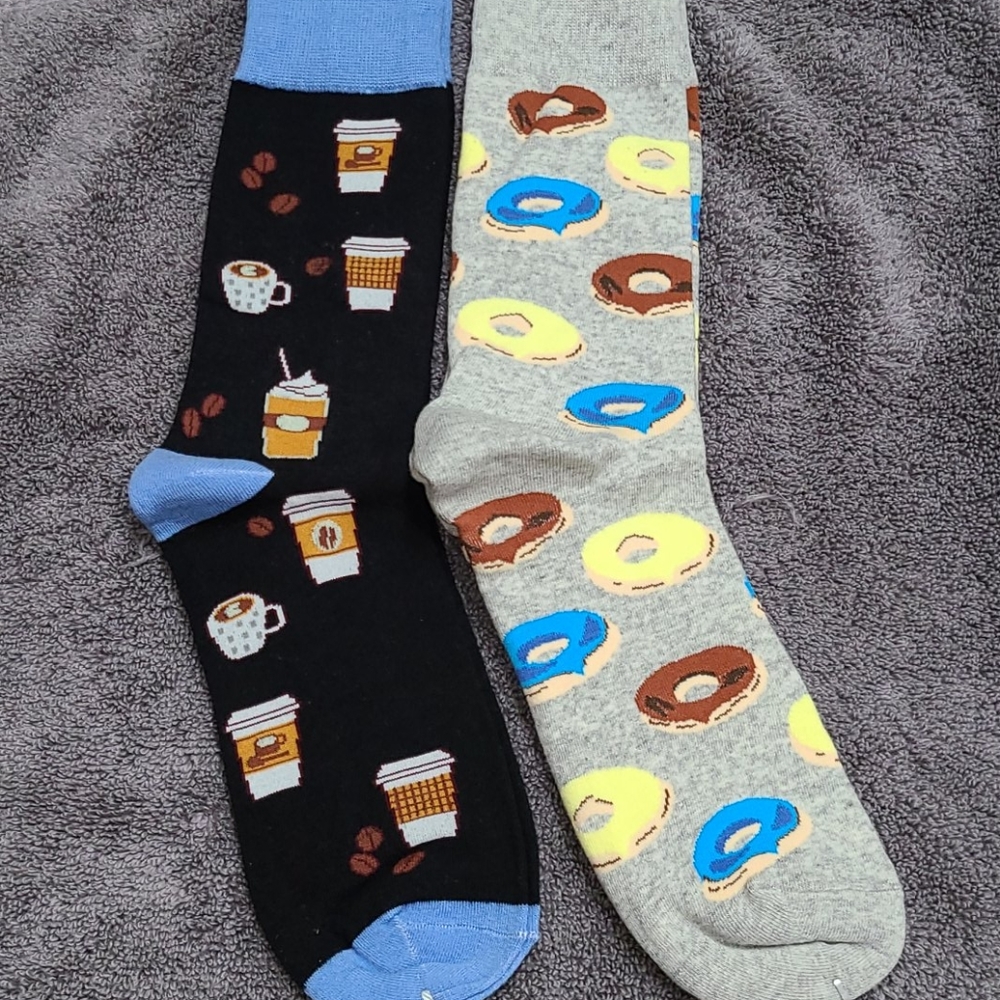 Coffee and donuts! Lot of 2 pairs of men's socks - Picture 3 of 16